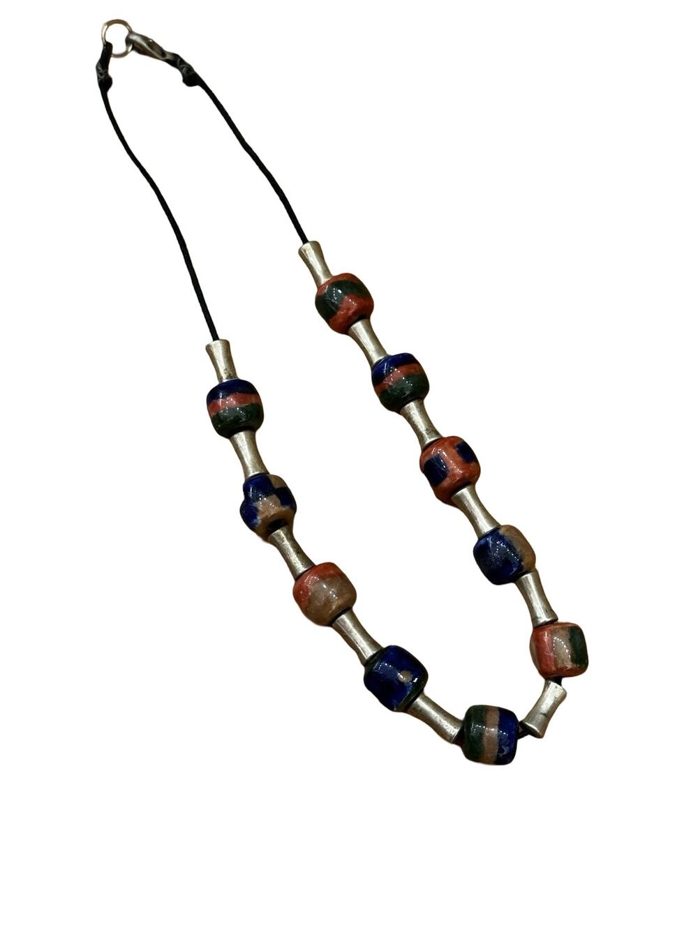 Ceramic Pottery Bead Choker Necklace